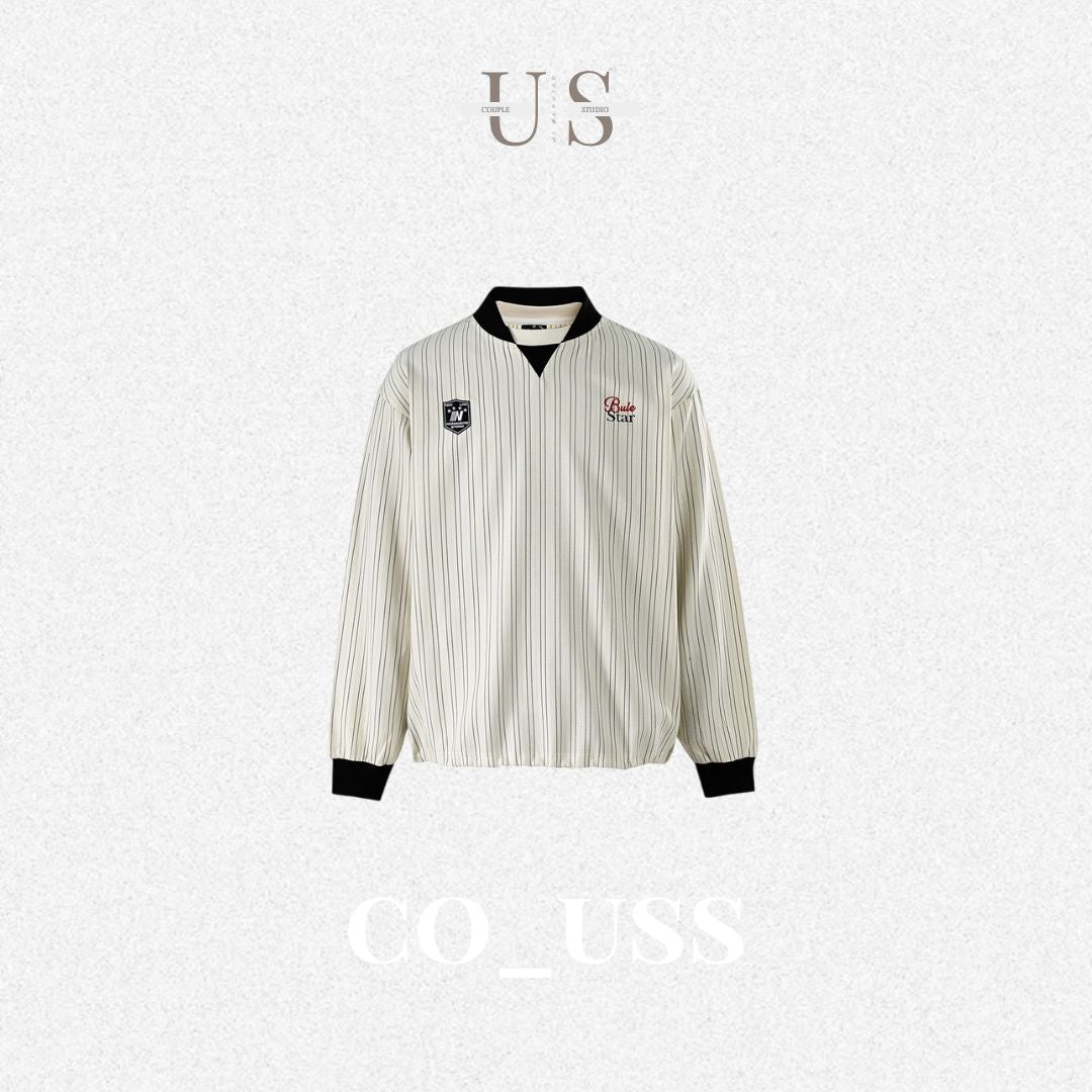 S0342 NotBrand Millennial Retro American V-neck Loose Striped Sports Jersey