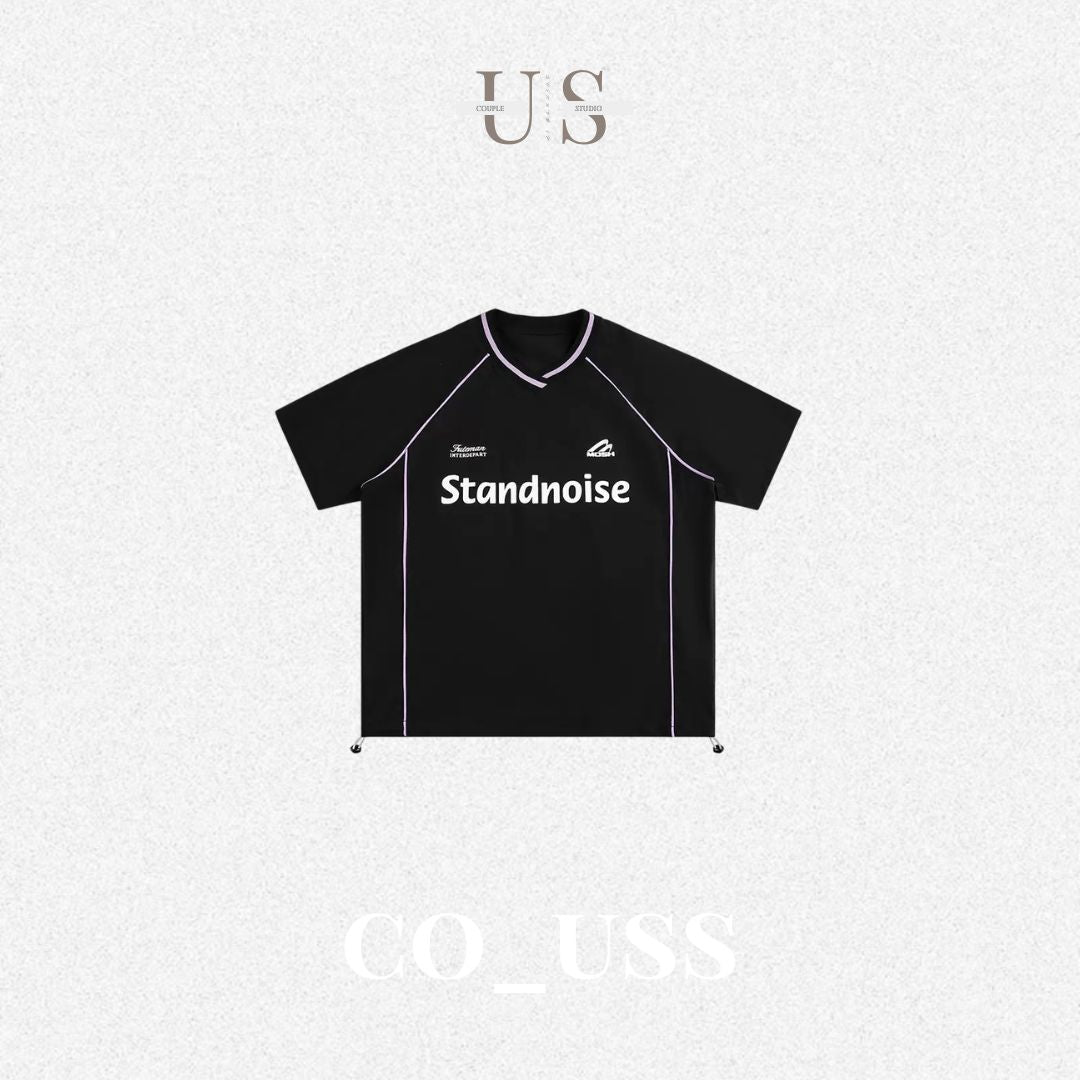 S0445 American Retro Sporty Letter Print Short-Sleeve