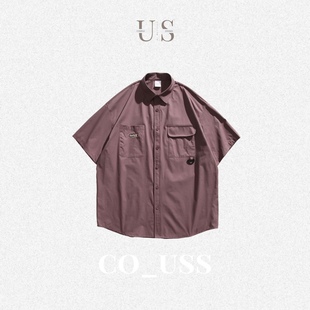 S0312 Japanese CITYBOY Retro Multi-pocket Embroidery Workwear Short Sleeve Shirt