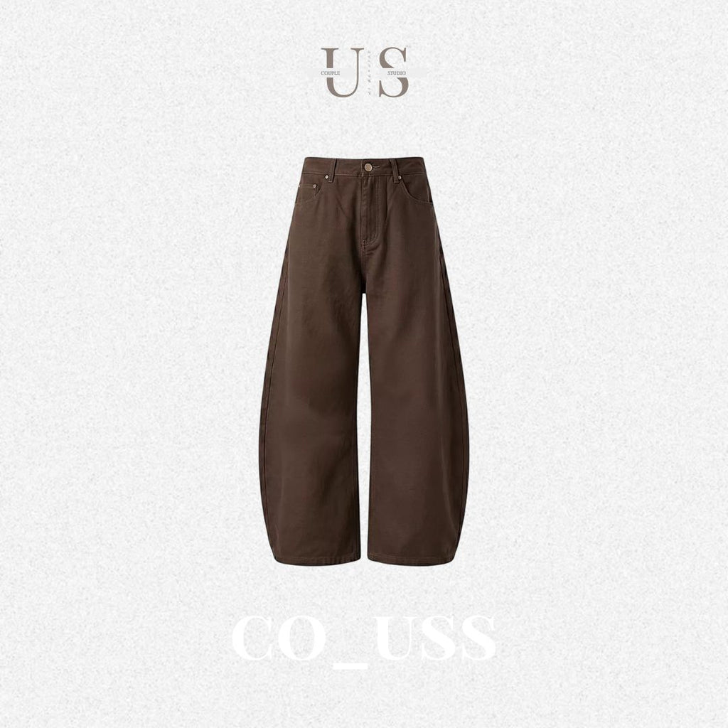 P0240 American-style twill oversize straight leg casual trousers