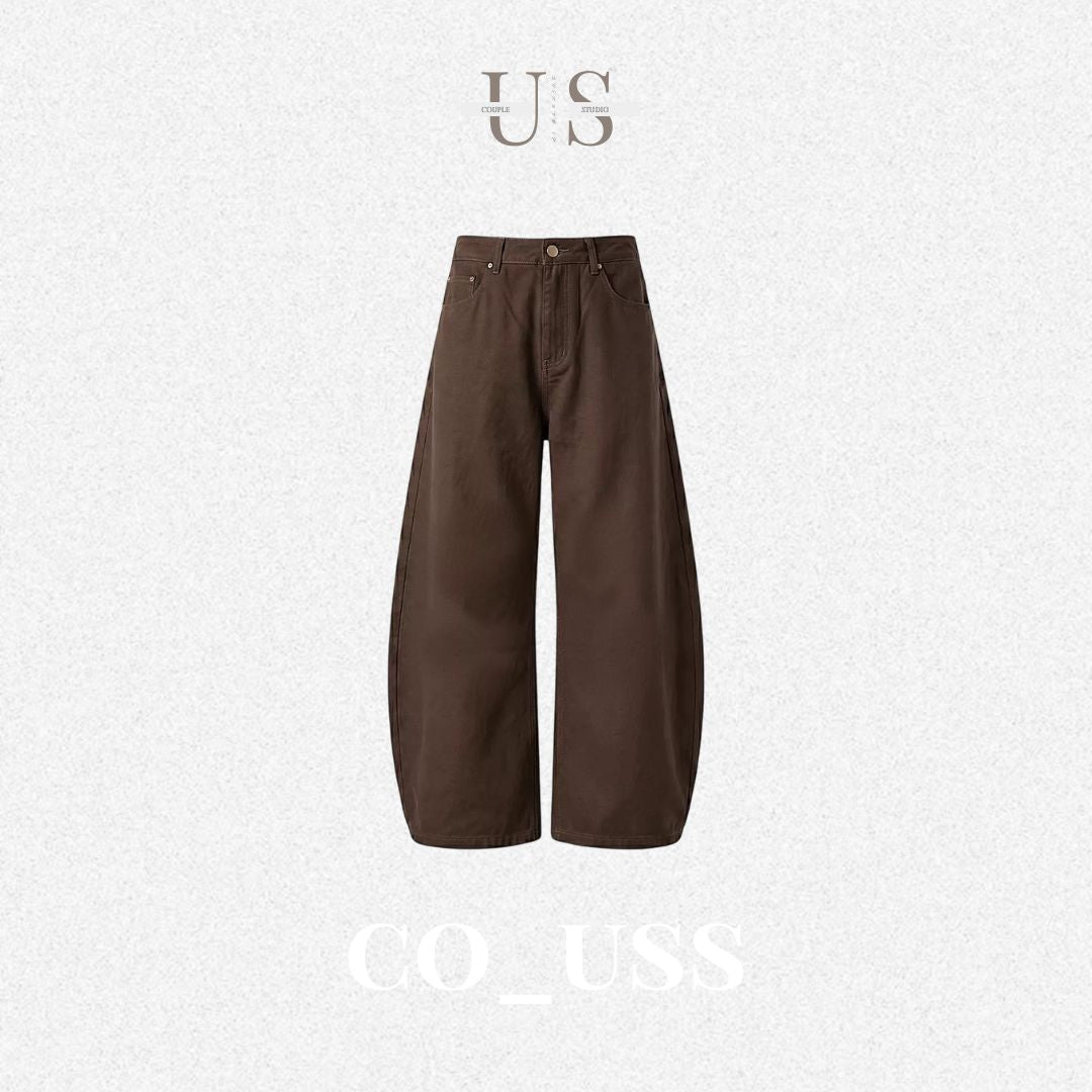 P0240 American-style twill oversize straight leg casual trousers