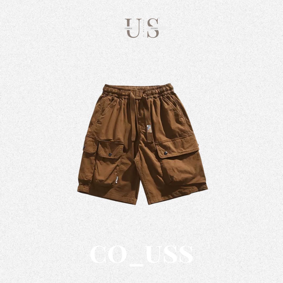 P0184 Japanese Retro Casual Large Pocket Cargo Shorts