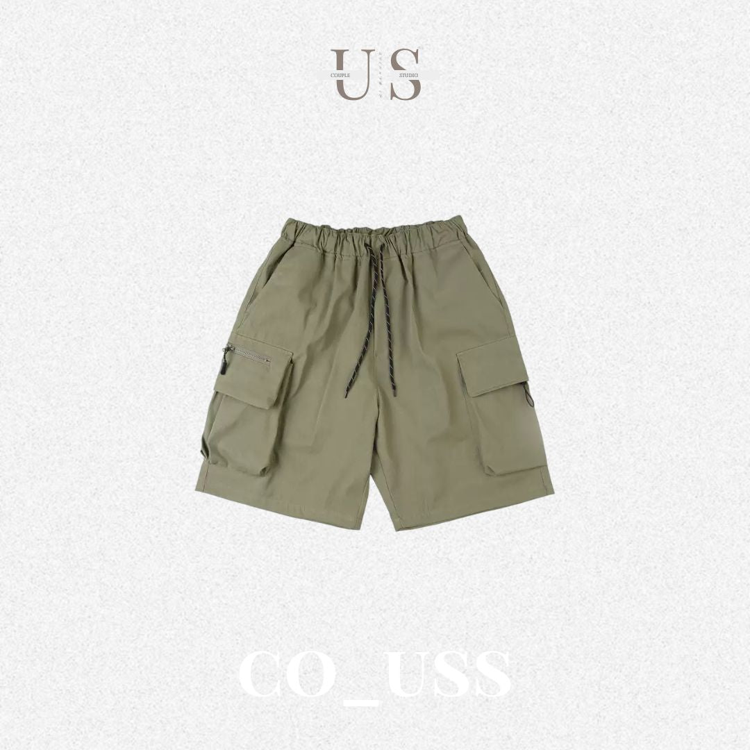 P0187 Japanese Style Functional Cargo Shorts Cityboy Loose Five-Quarter Pants