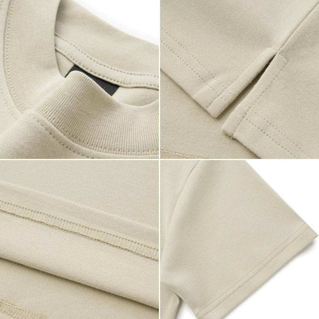 S0245 300G Korean Style Turtleneck Pure Cotton Loose Solid Color T-Shirt