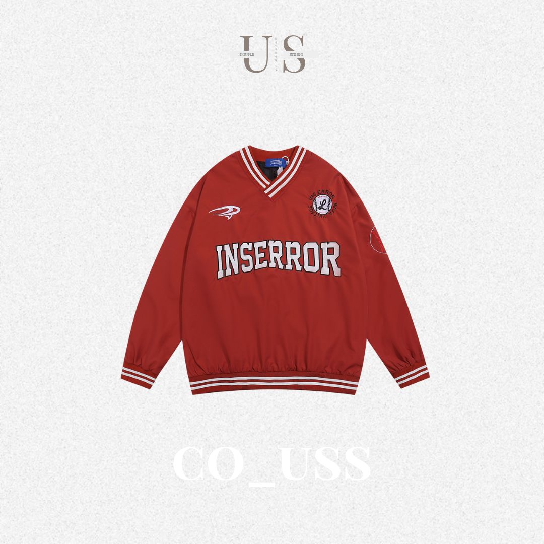 S0326 American style letter embroidered v-neck pullover sports baseball jacket sweater