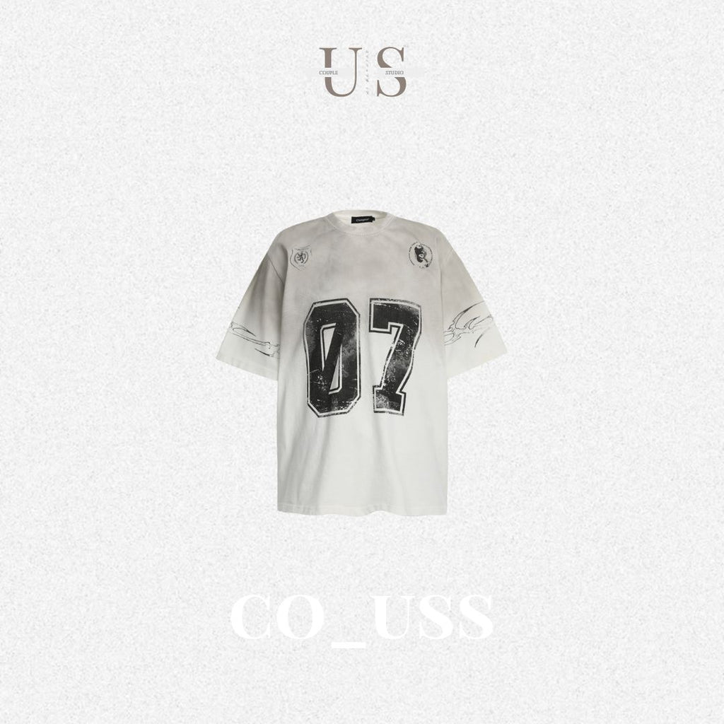 S0355 American niche design loose printed heavyweight T-shirt
