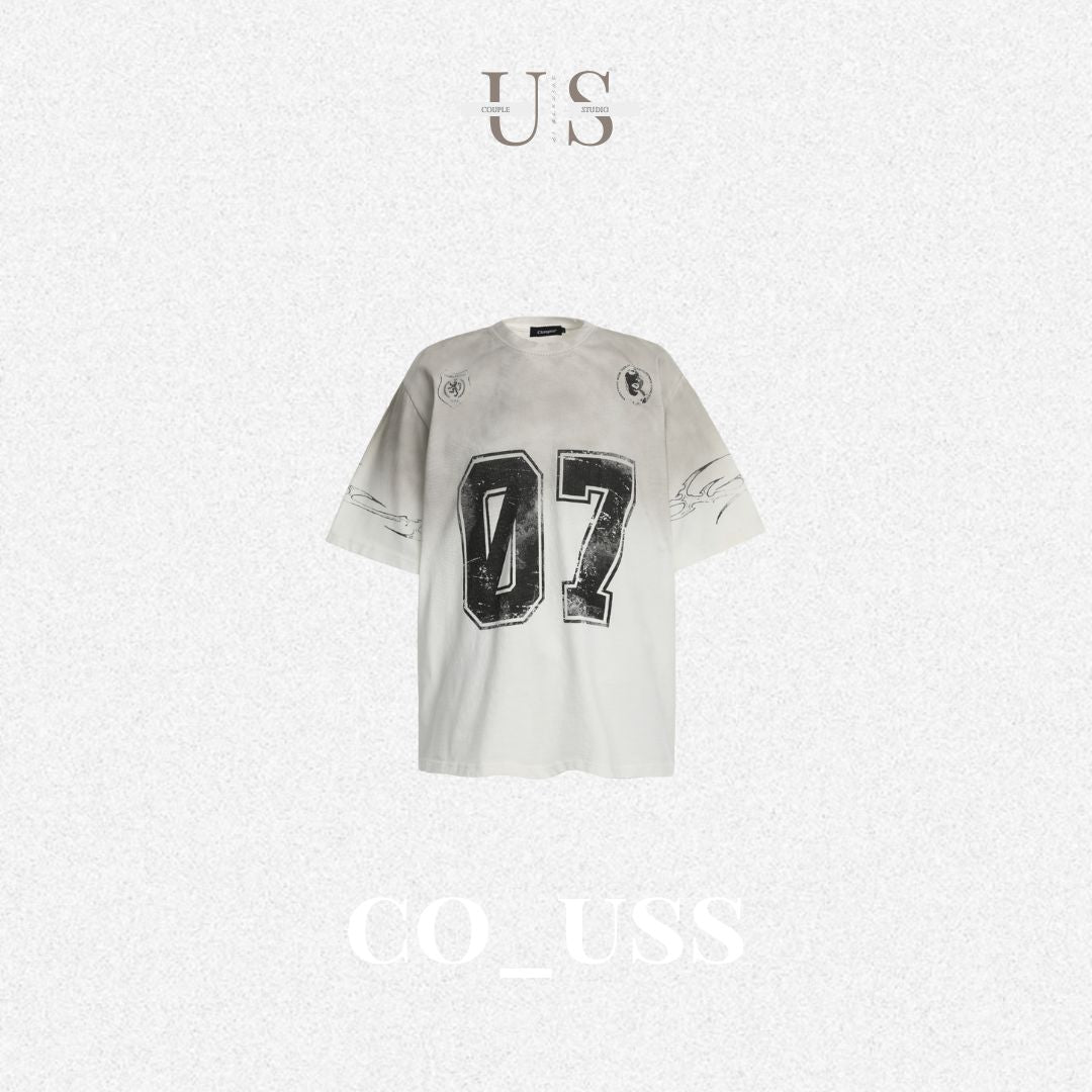 S0355 American niche design loose printed heavyweight T-shirt