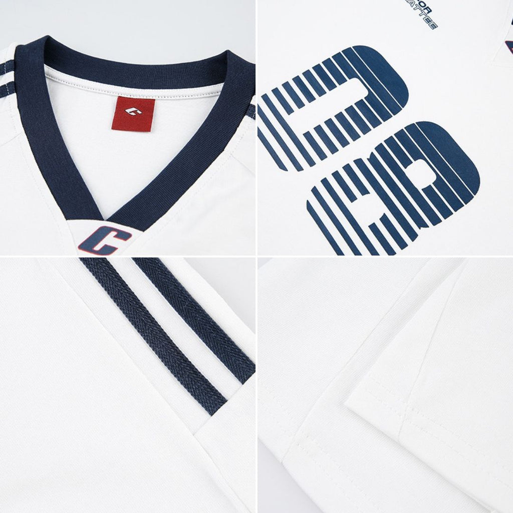 S0279 New American Retro Stripe Raglan Printed Short Sleeve T-shirt