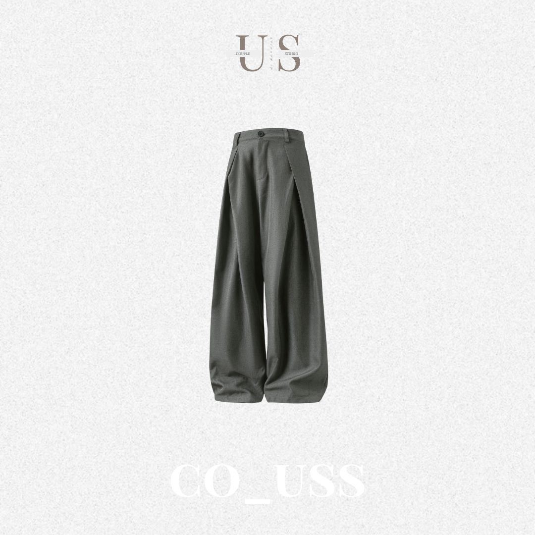 P0178 American Cross-pleated design drape loose straight casual trousers