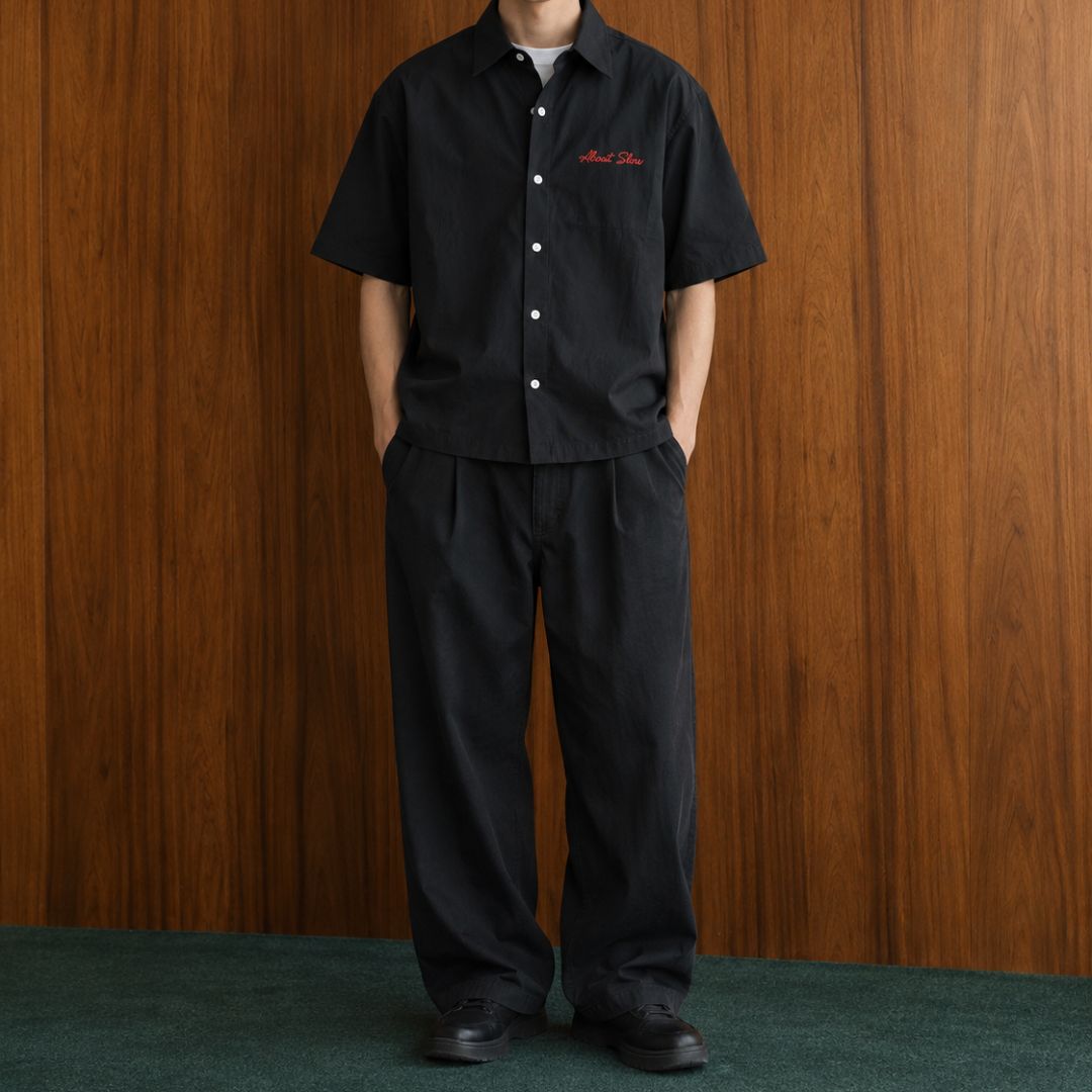 LK001 Embroidered Utility Boxy Shirt