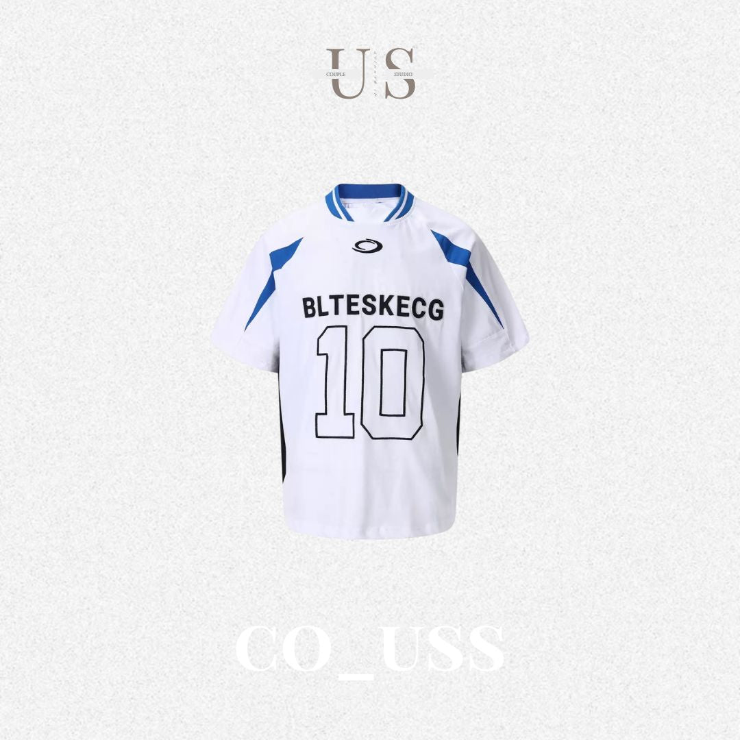 S0473 American Retro Style Color Block Football Sports T-Shirt