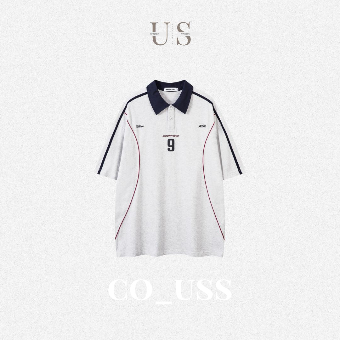 S0321 American trendy brand contrast color letter printed lapel short-sleeve Polo t-shirt
