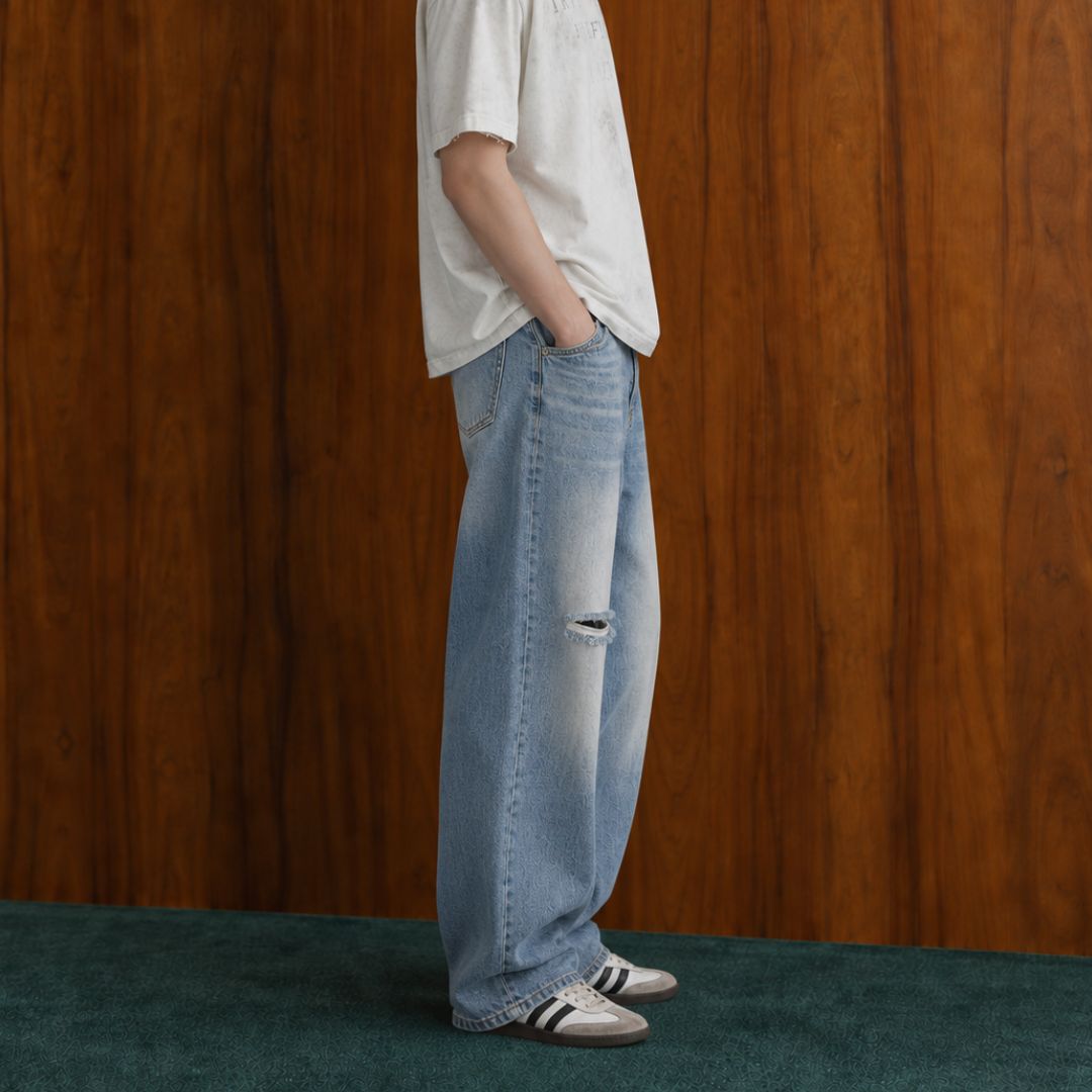 LK010 Fade Wash Wide Jeans
