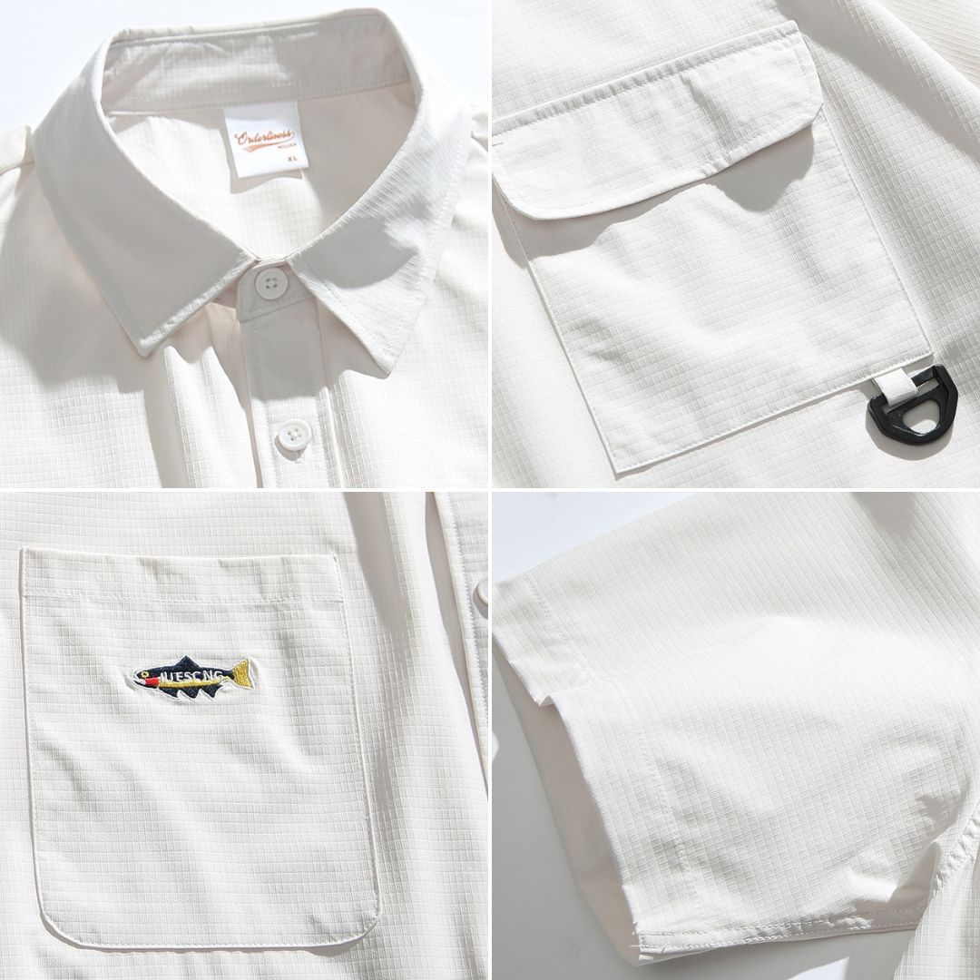 S0312 Japanese CITYBOY Retro Multi-pocket Embroidery Workwear Short Sleeve Shirt