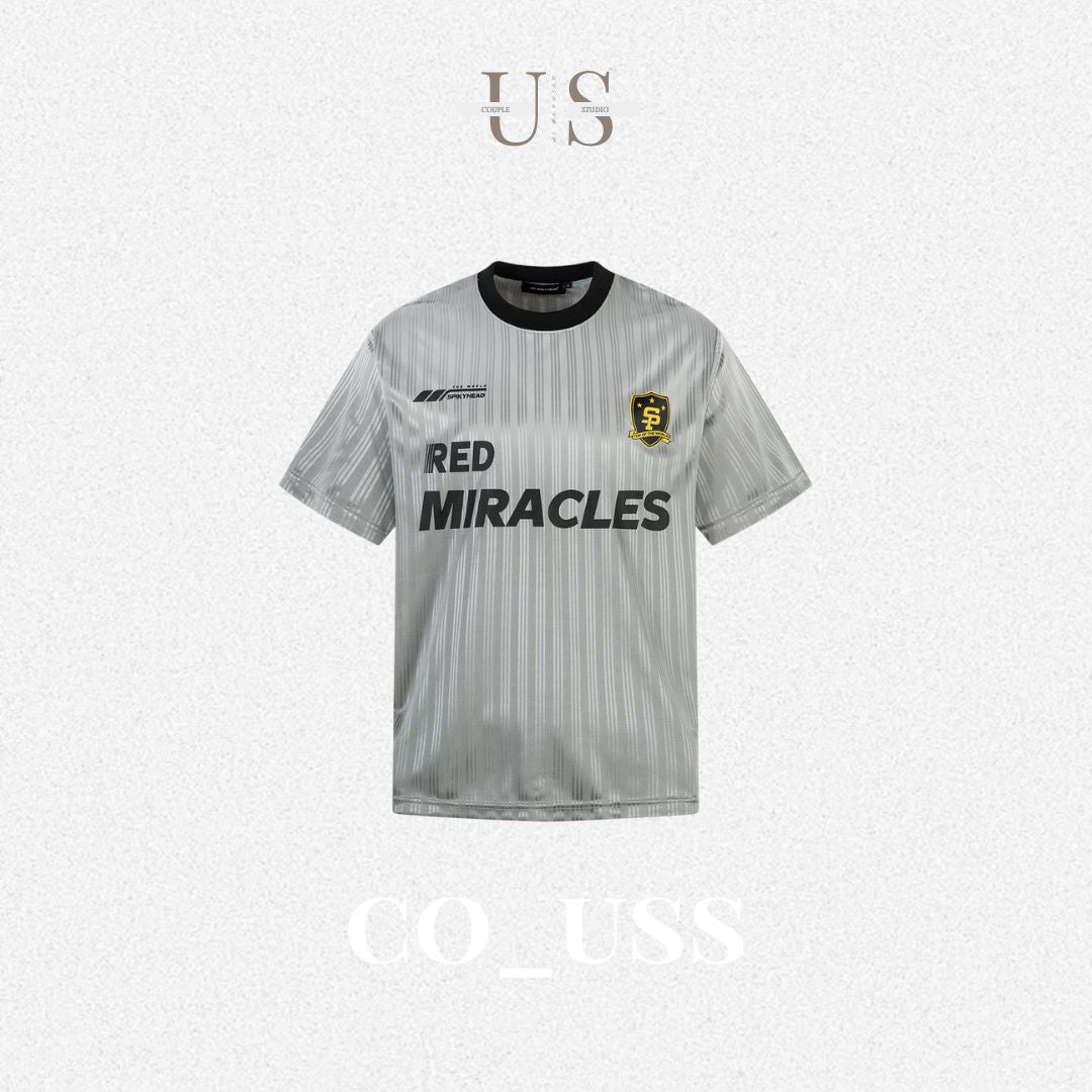 S0343 American retro loose letter design jersey T-shirt