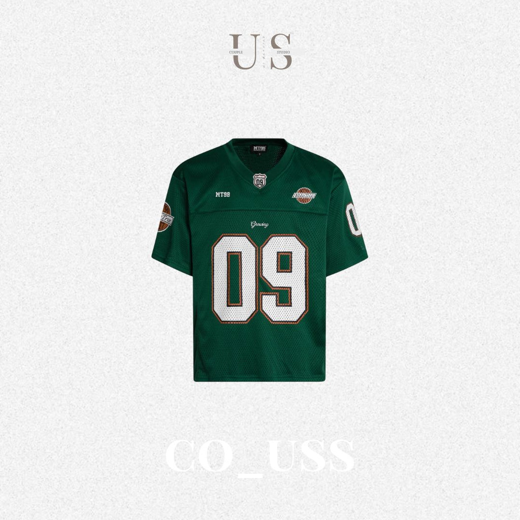 S0427 American street retro mesh V-neck short-sleeved T-shirt