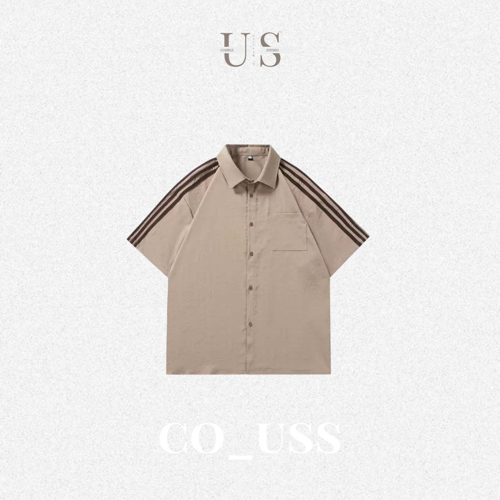 S0396 New Retro Collared Casual Oversize Short-Sleeve Shirt