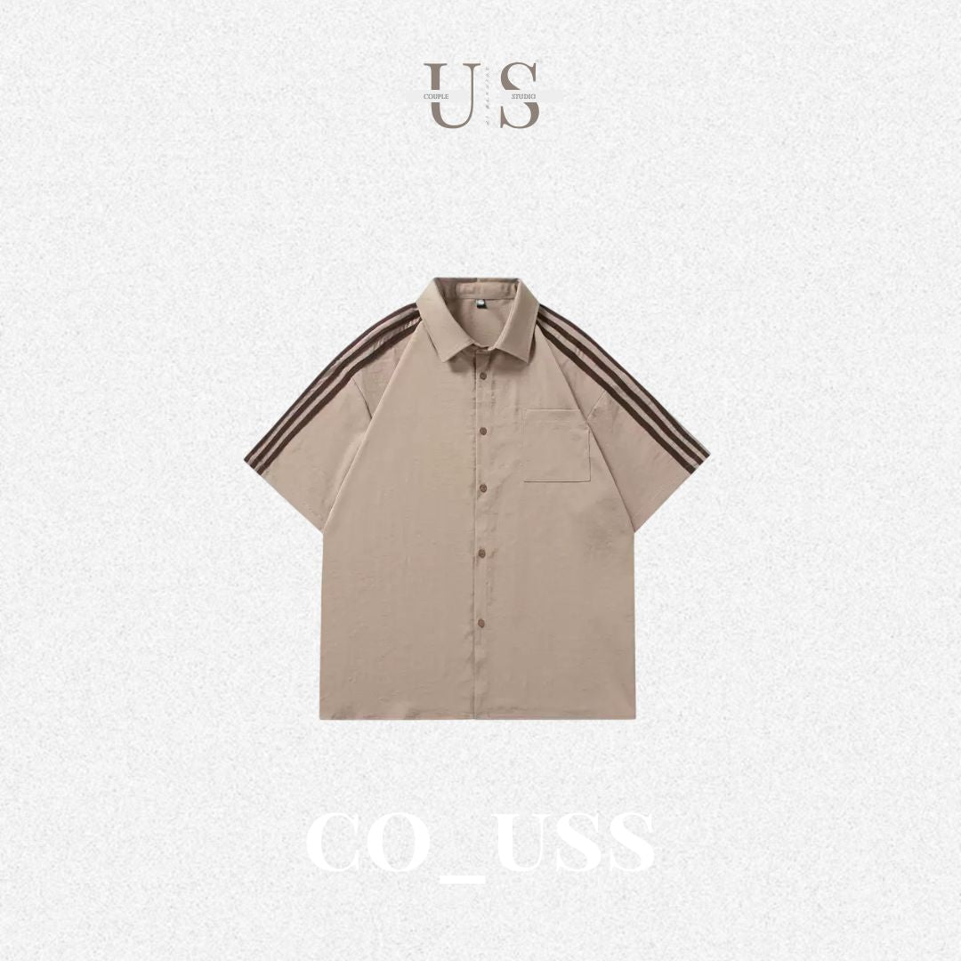 S0396 New Retro Collared Casual Oversize Short-Sleeve Shirt