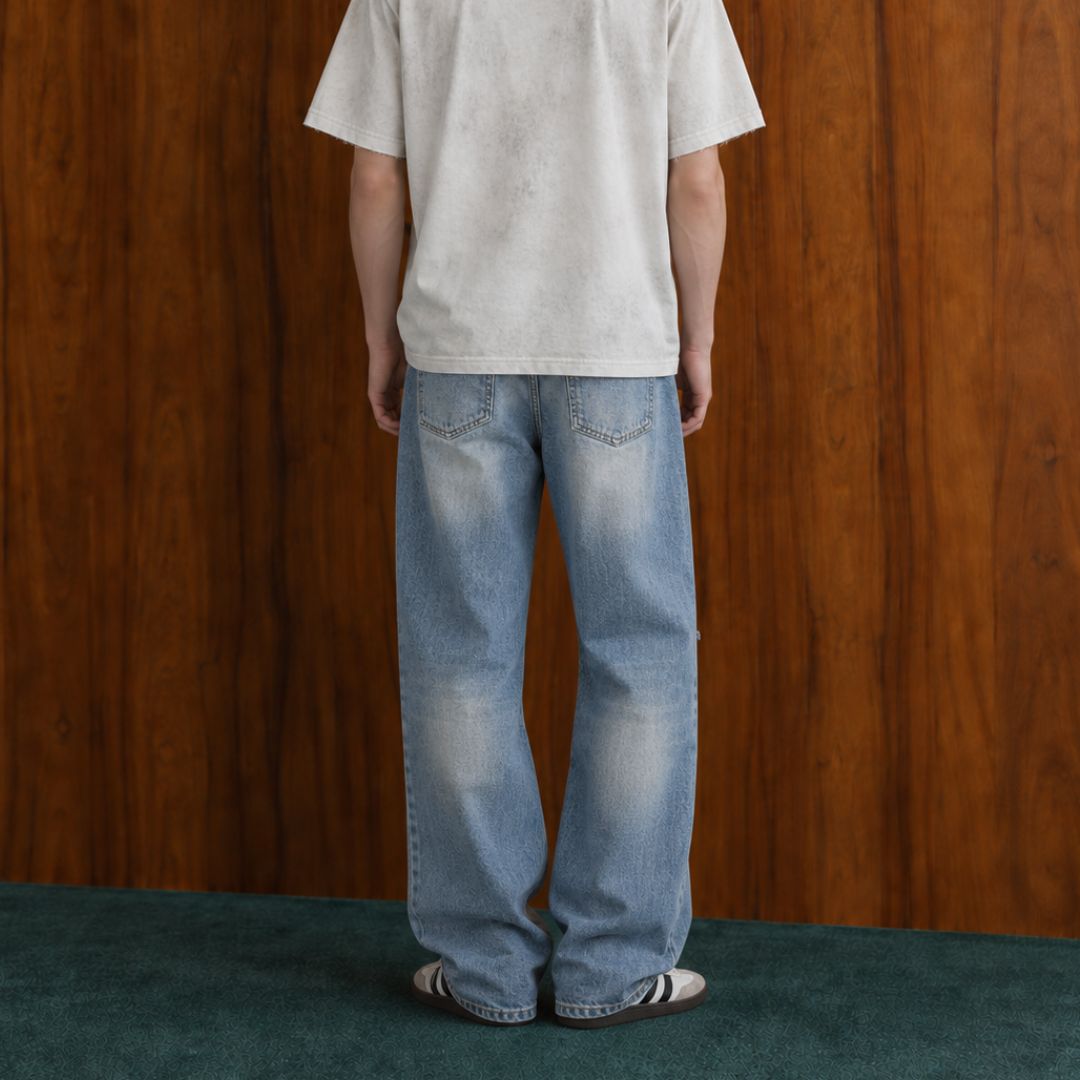 LK010 Fade Wash Wide Jeans