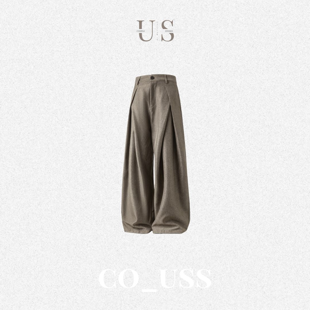 P0178 American Cross-pleated design drape loose straight casual trousers