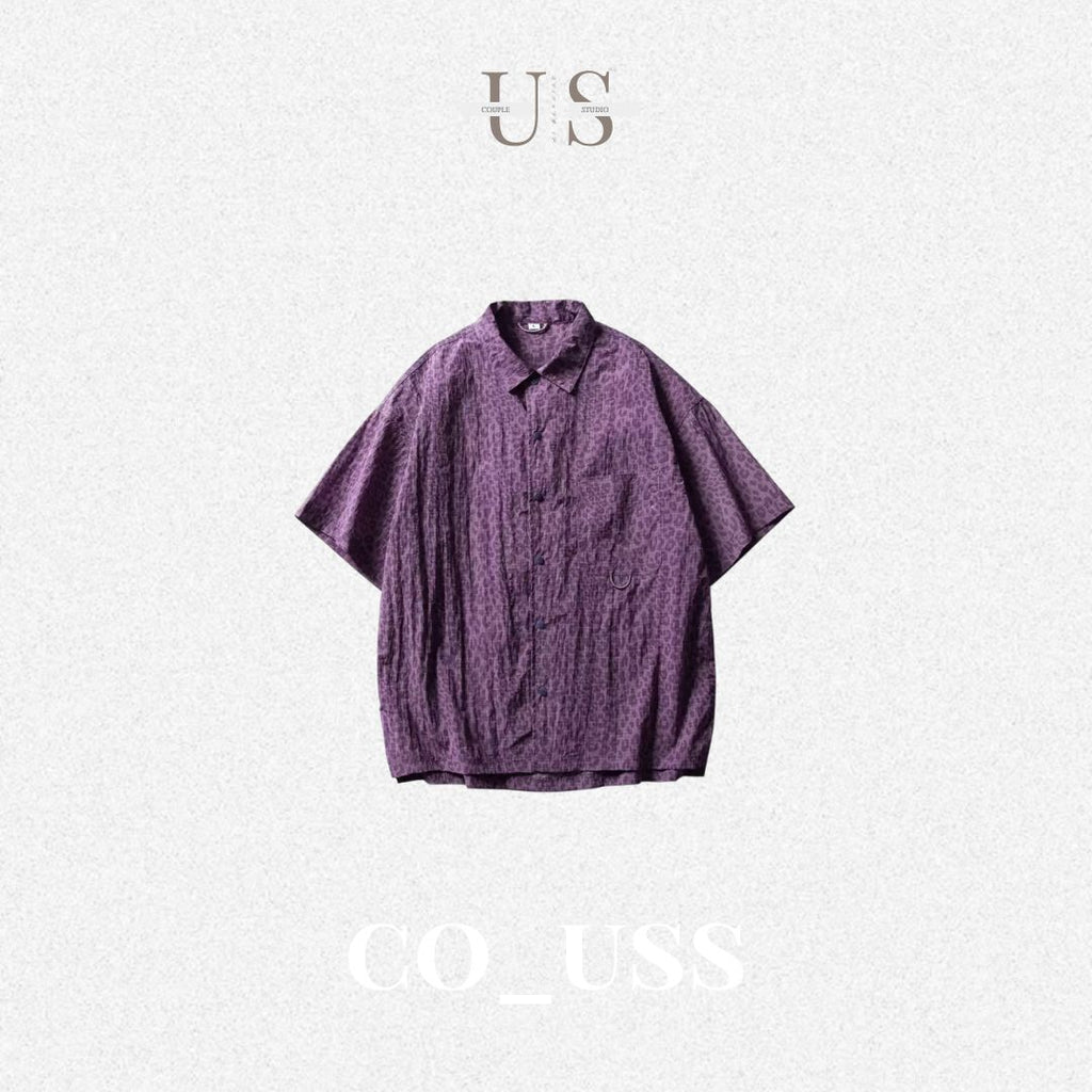 S0400 America Style Loose Fit Digital Leopard Print Short-Sleeve Shirt