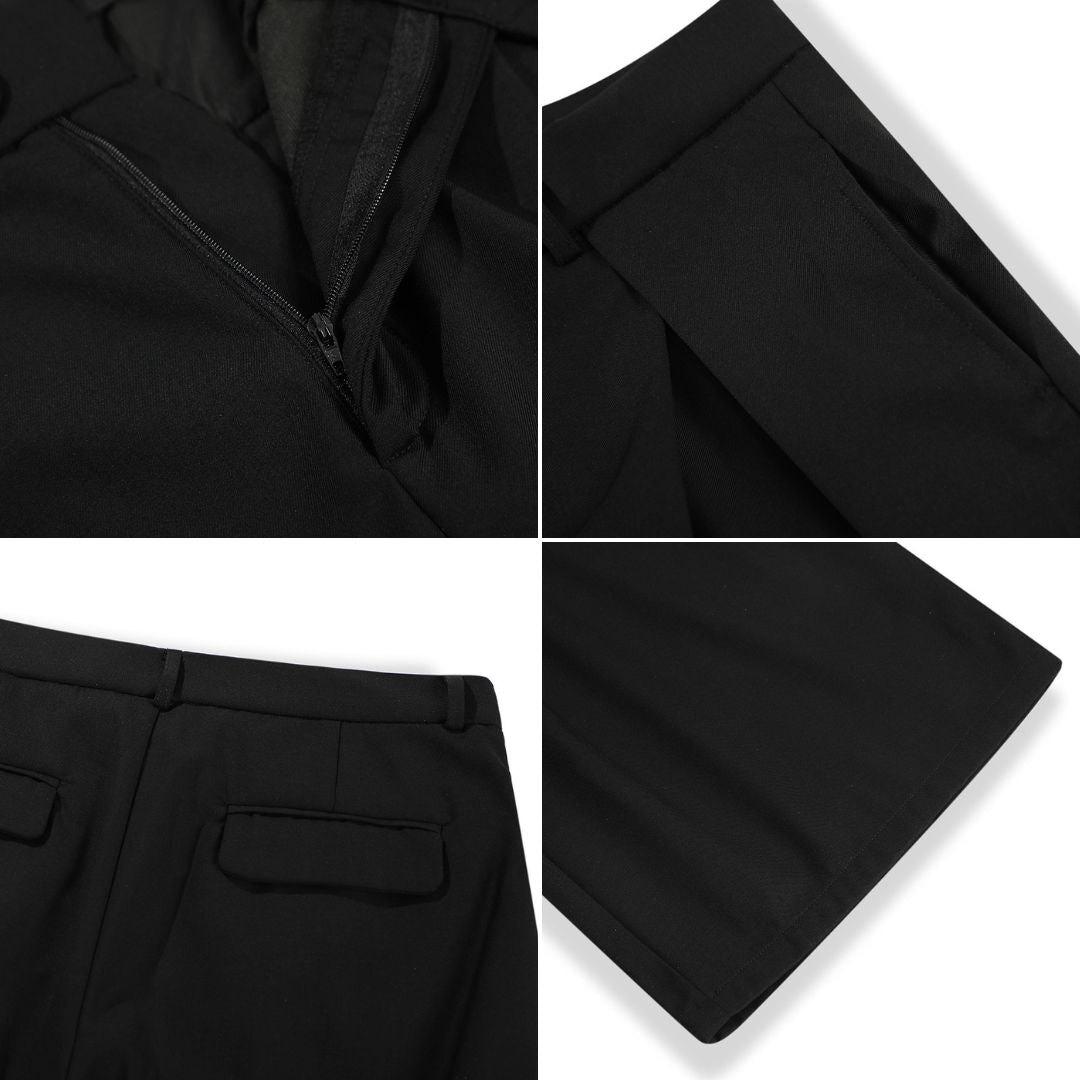 P0163 American Retro Unisex Trendy Pleated Deconstructed Design Men's Loose Fit Casual Trousers
