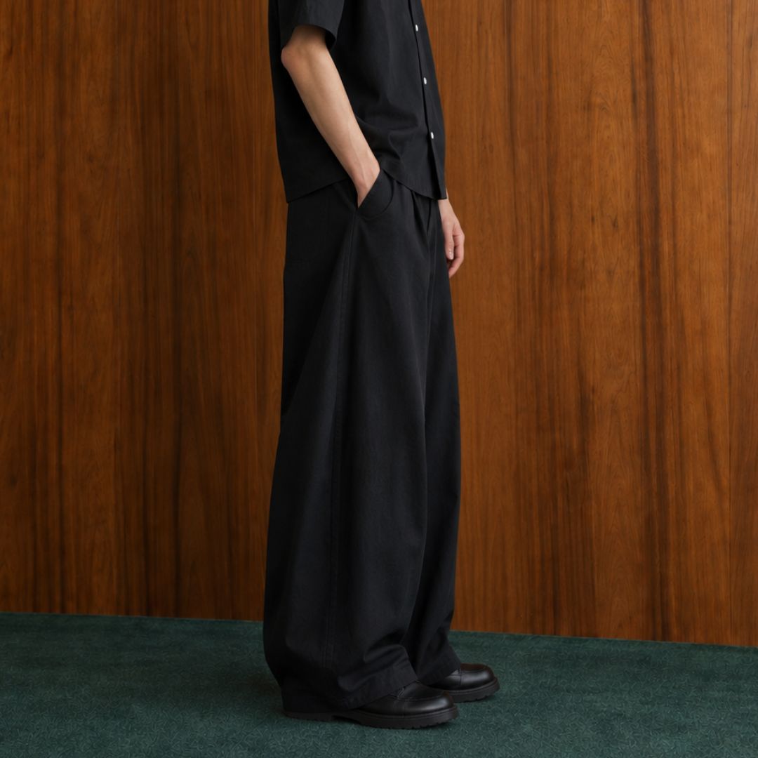 LK009 Noir Wide Leg Trousers