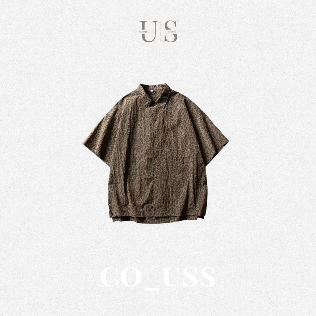 S0400 America Style Loose Fit Digital Leopard Print Short-Sleeve Shirt