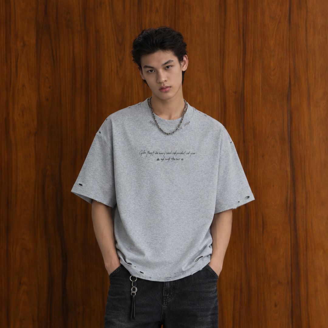 LK003 Faded Script Distressed Tee