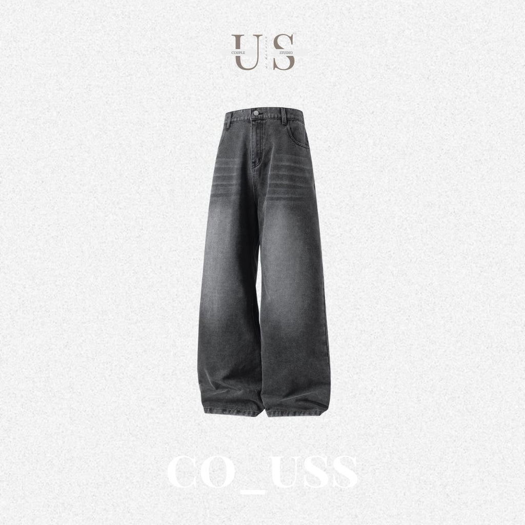 P0165 American retro distressed washed silhouette new fall style trendy straight-leg jeans