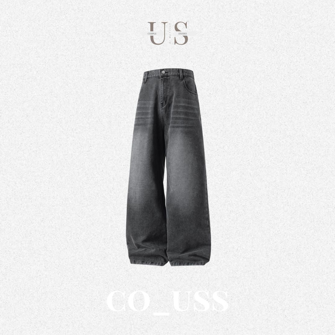 P0165 American retro distressed washed silhouette new fall style trendy straight-leg jeans