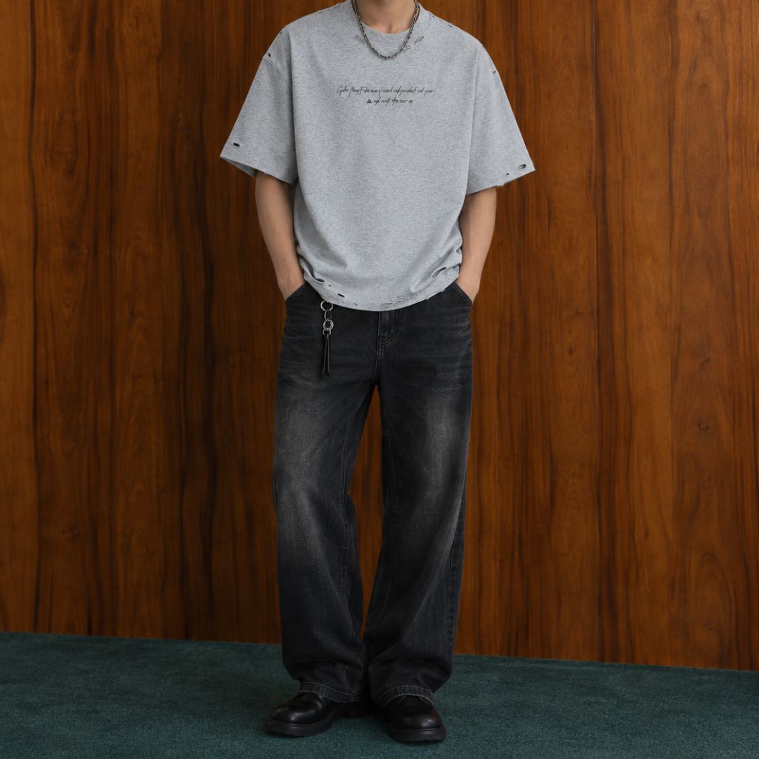 LK003 Faded Script Distressed Tee