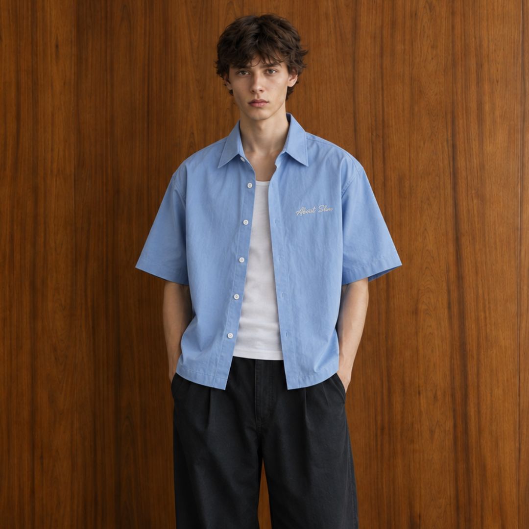 LK001 Embroidered Utility Boxy Shirt