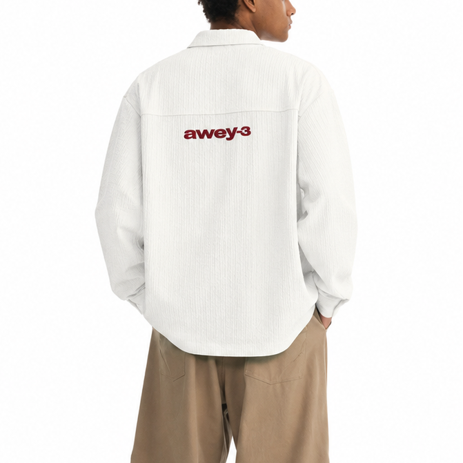S0464 New Japanese Style Trendy Striped Embroidered Letter Shirt