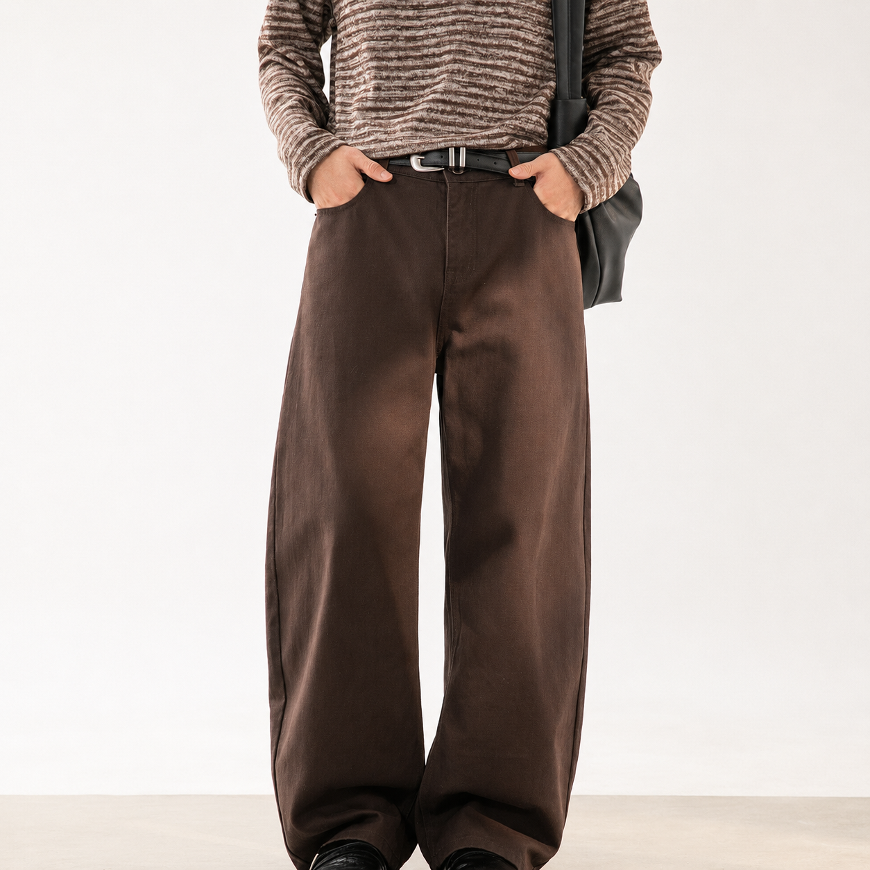 P0240 American-style twill oversize straight leg casual trousers