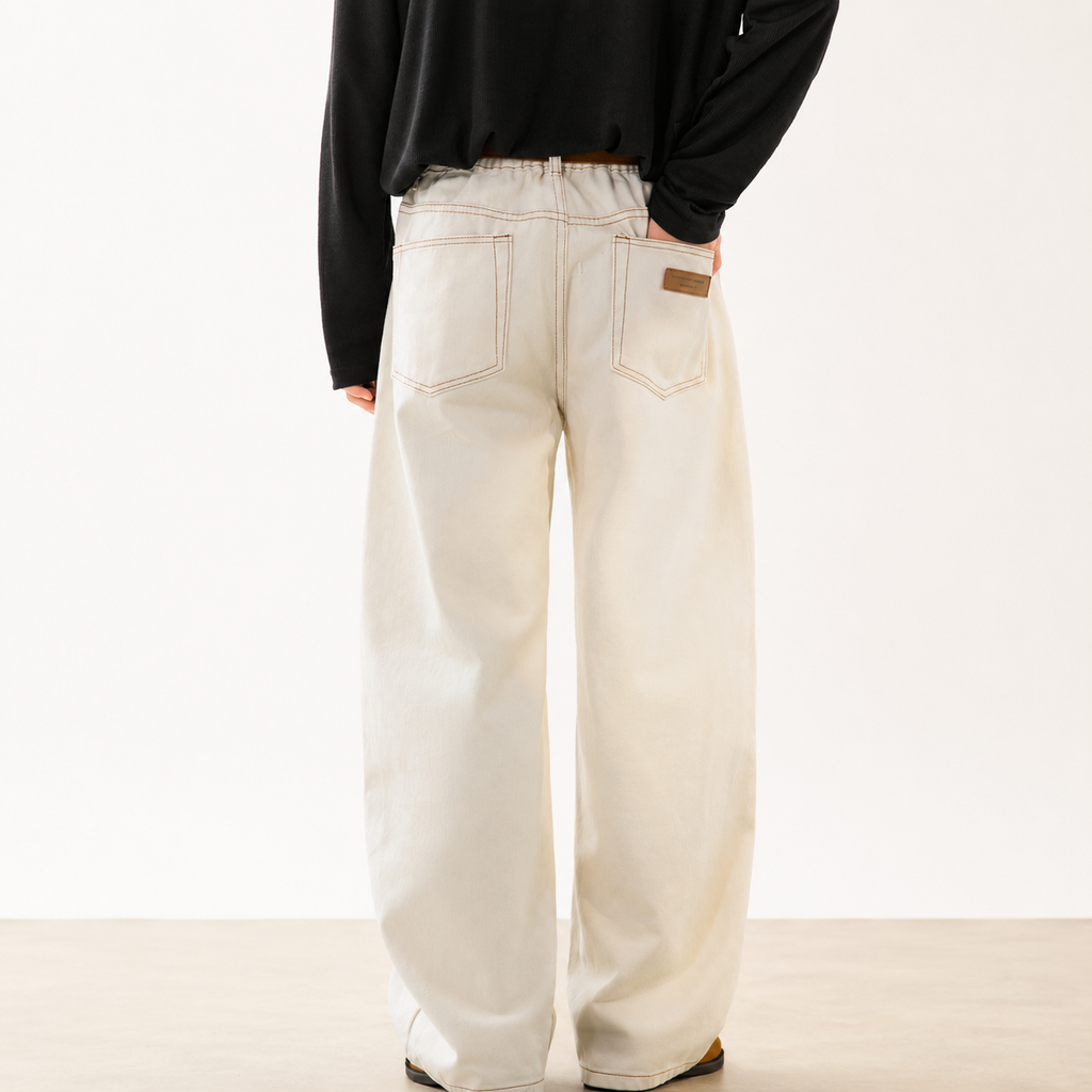 P0240 American-style twill oversize straight leg casual trousers