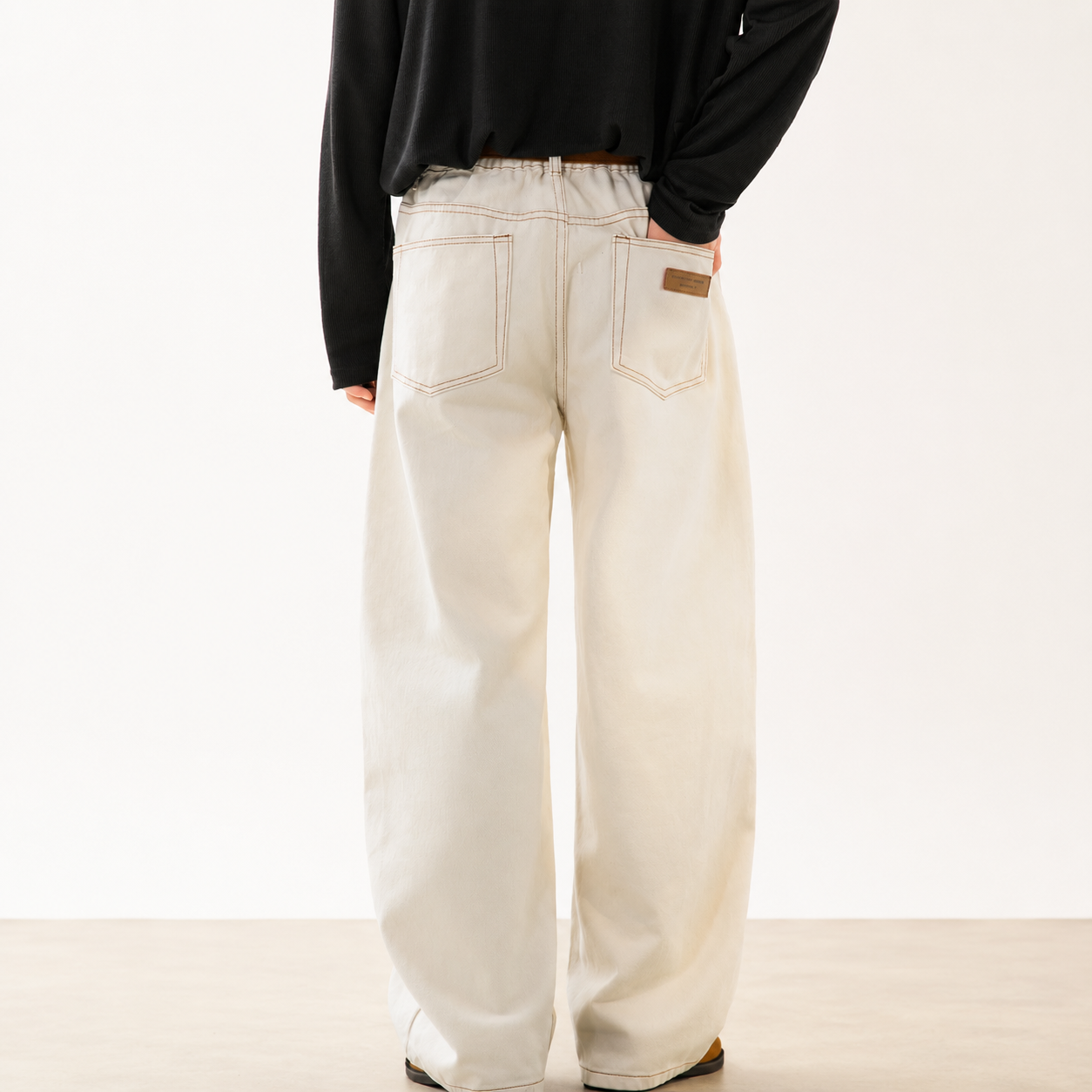 P0240 American-style twill oversize straight leg casual trousers
