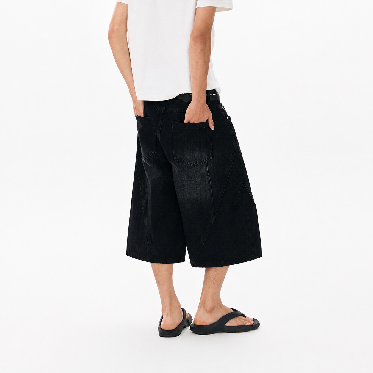 P0243 American Retro Deconstructed Cropped Denim Shorts