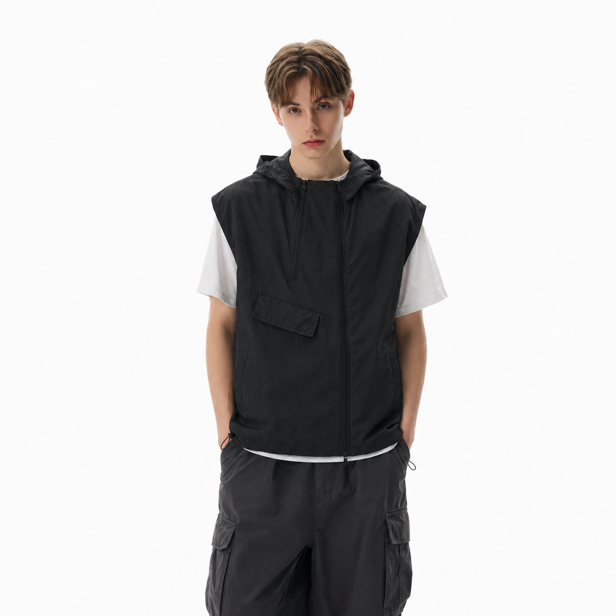 S0478 Japanese-style functional zippered vest