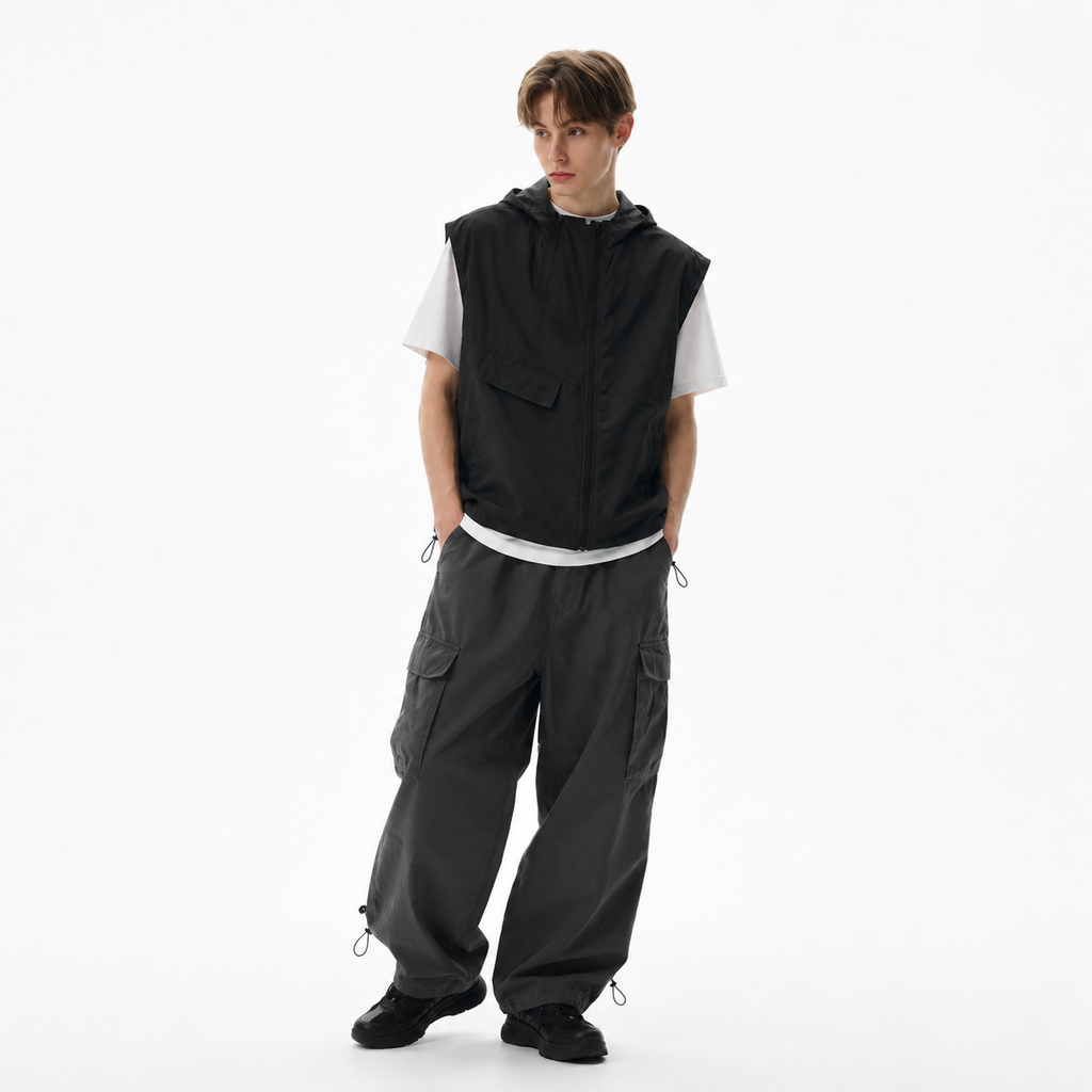 S0478 Japanese-style functional zippered vest