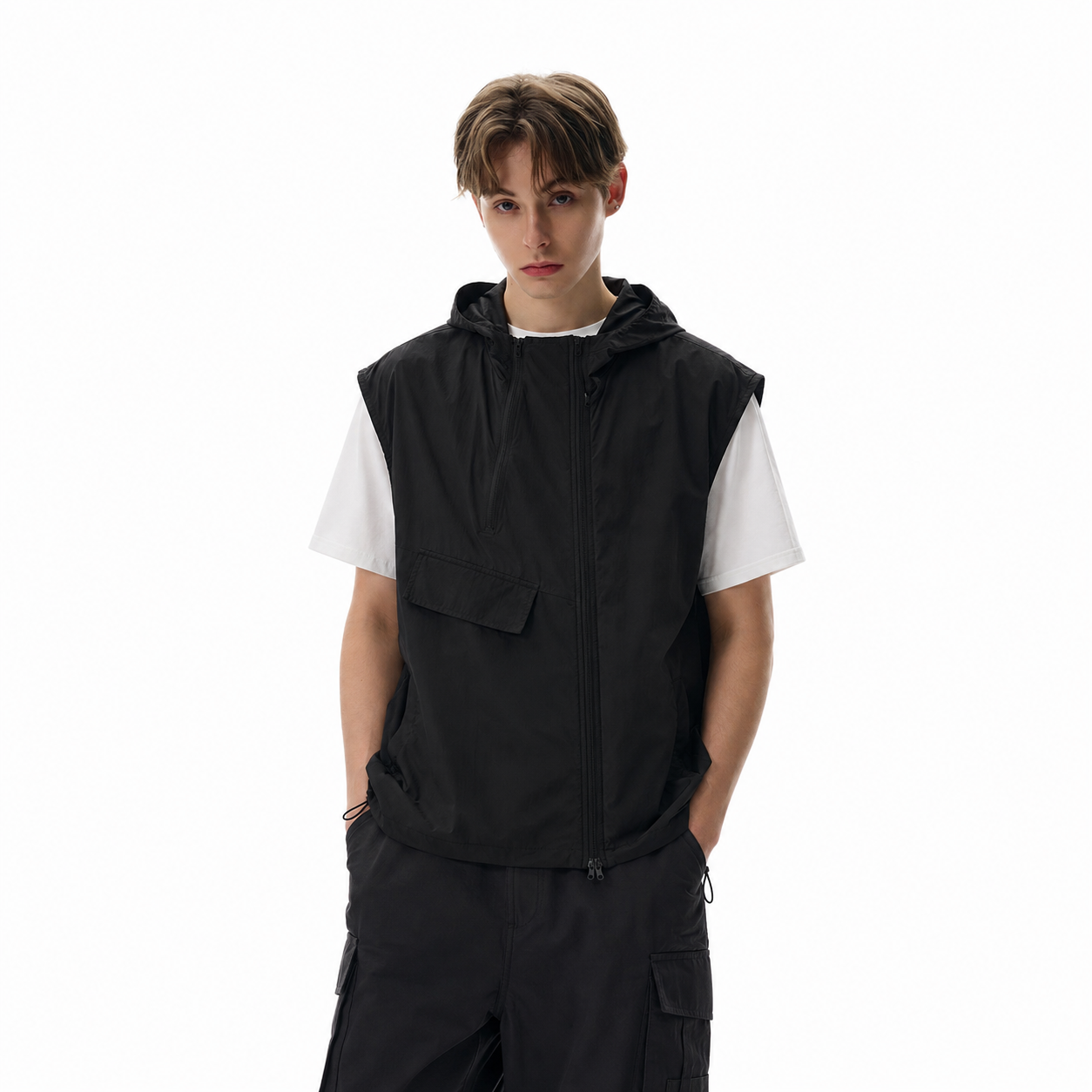 S0478 Japanese-style functional zippered vest