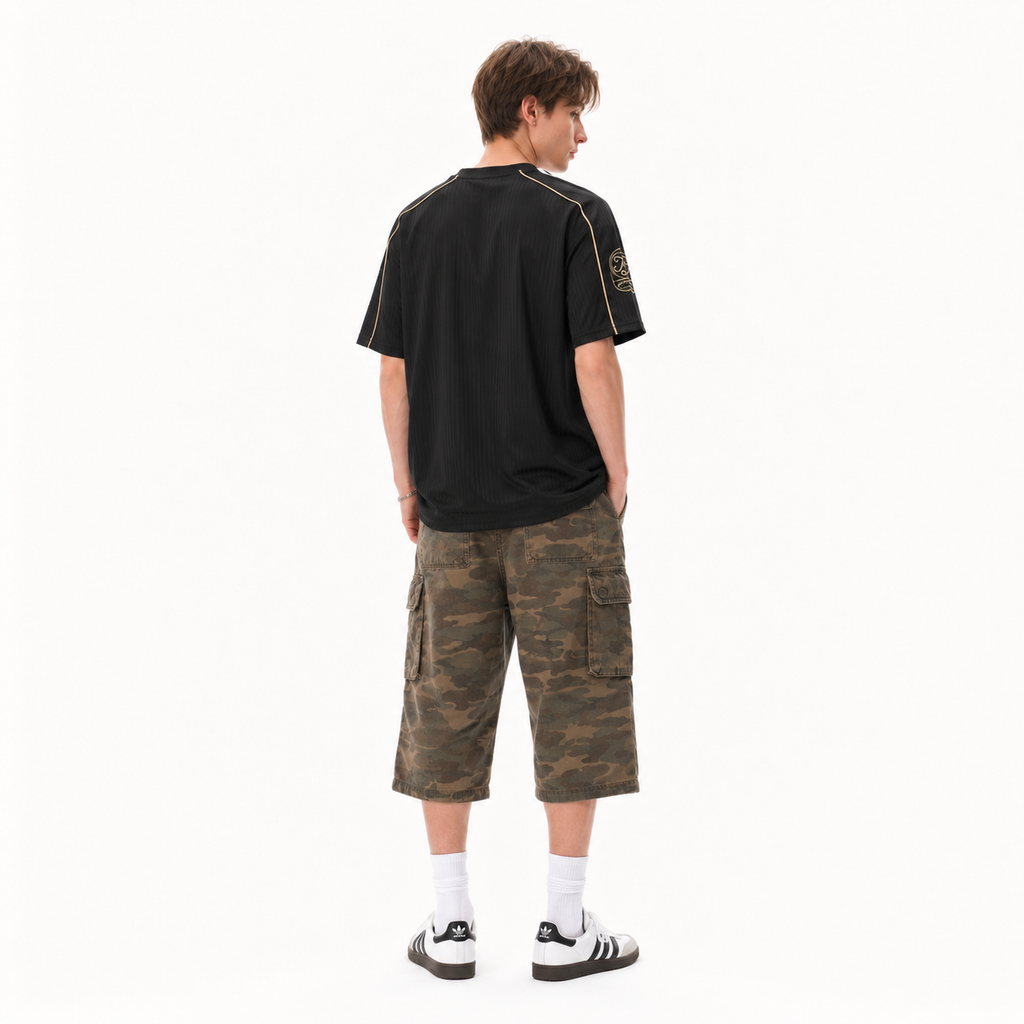 S0475 American Retro Pattern Short-Sleeve Soccer T-Shirt