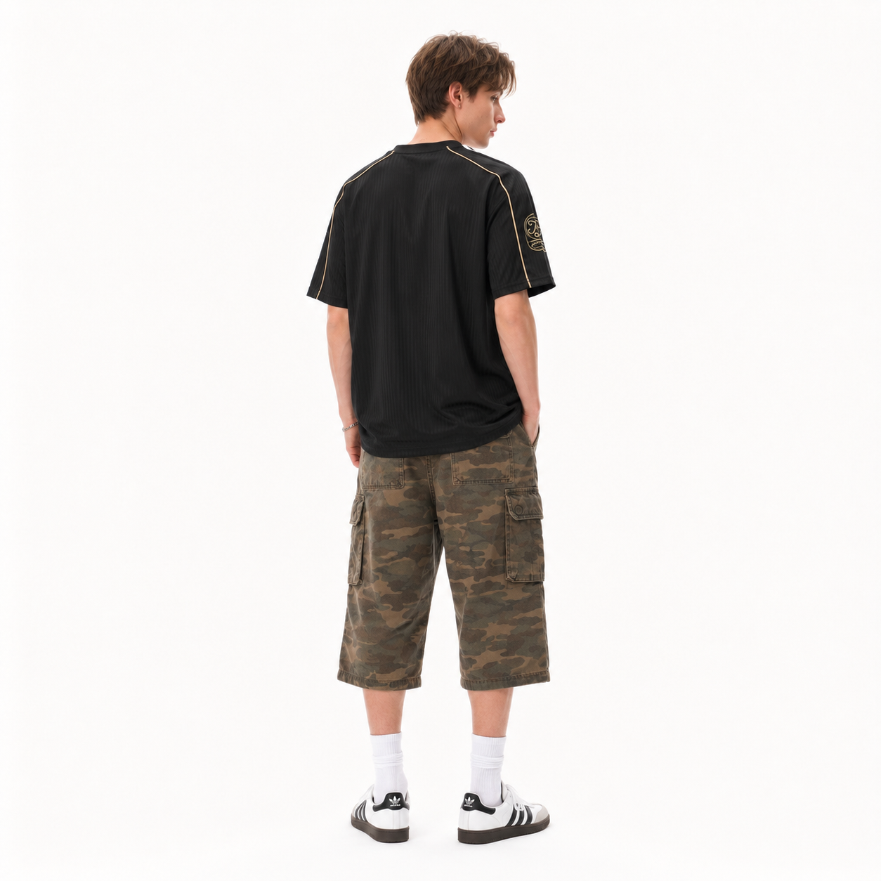 S0475 American Retro Pattern Short-Sleeve Soccer T-Shirt