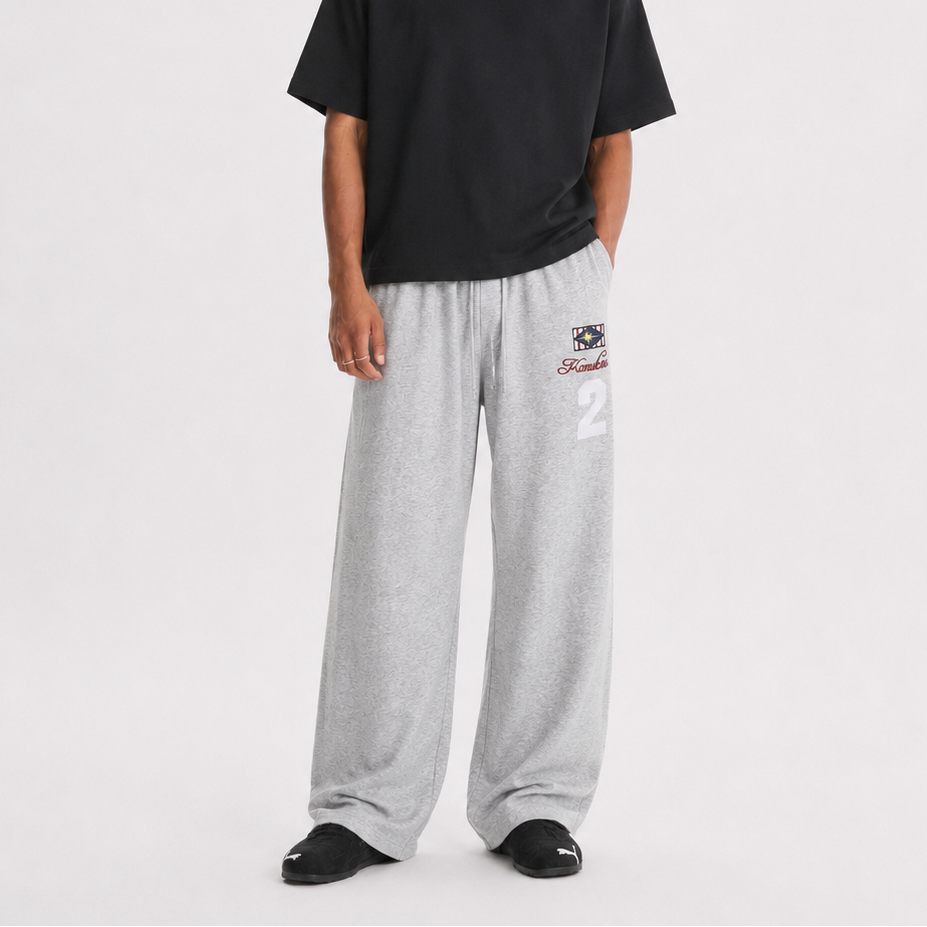 P0237 American Retro Straight Leg Personalised Embroidered Number Icons Sweatpants