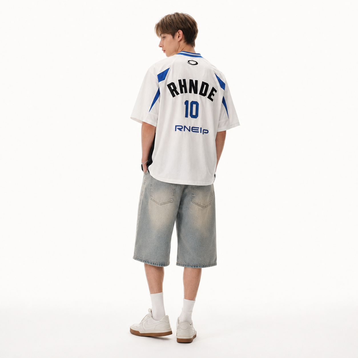 S0473 American Retro Style Color Block Football Sports T-Shirt