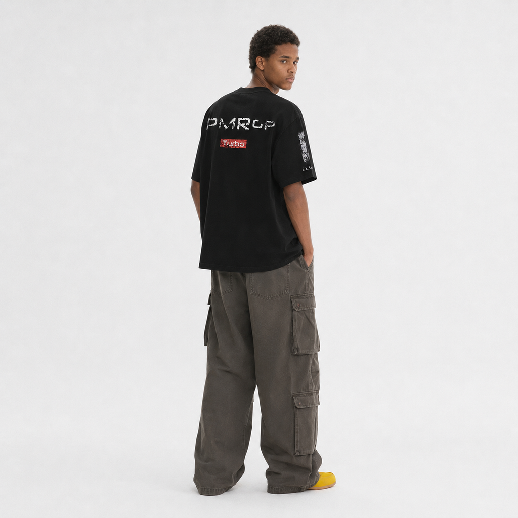 S0469 American retro trendy brand letter print racing driver loose-fitting versatile short-sleeved T-shirt