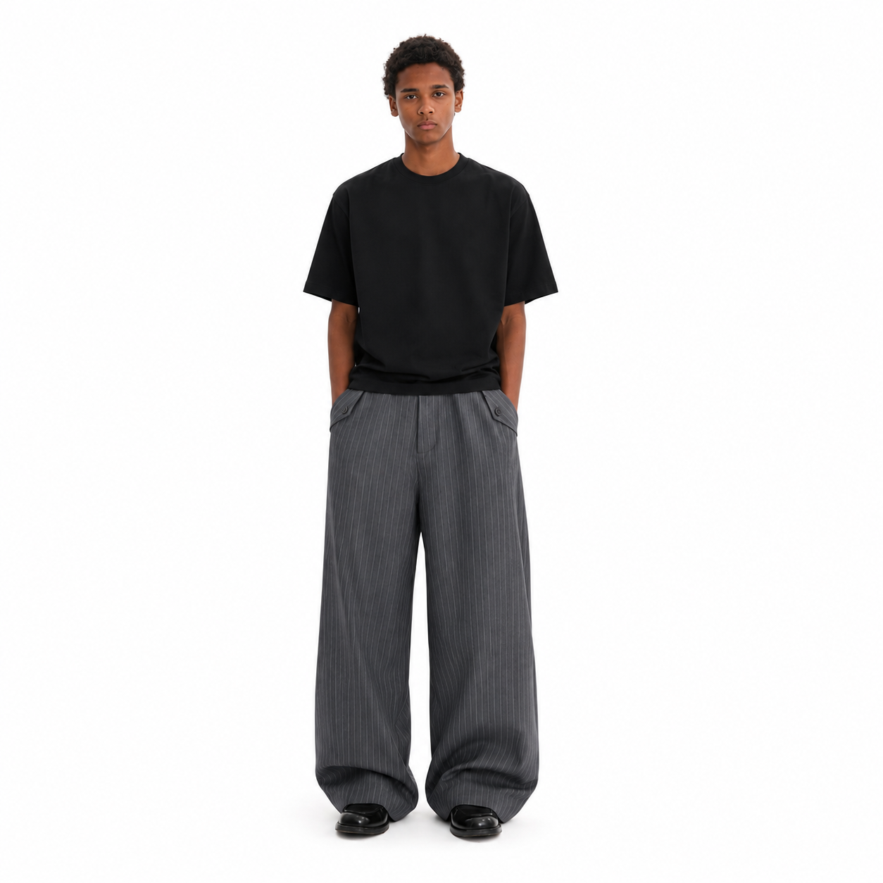 P0231 American casual vintage style pleated patterned casual trousers