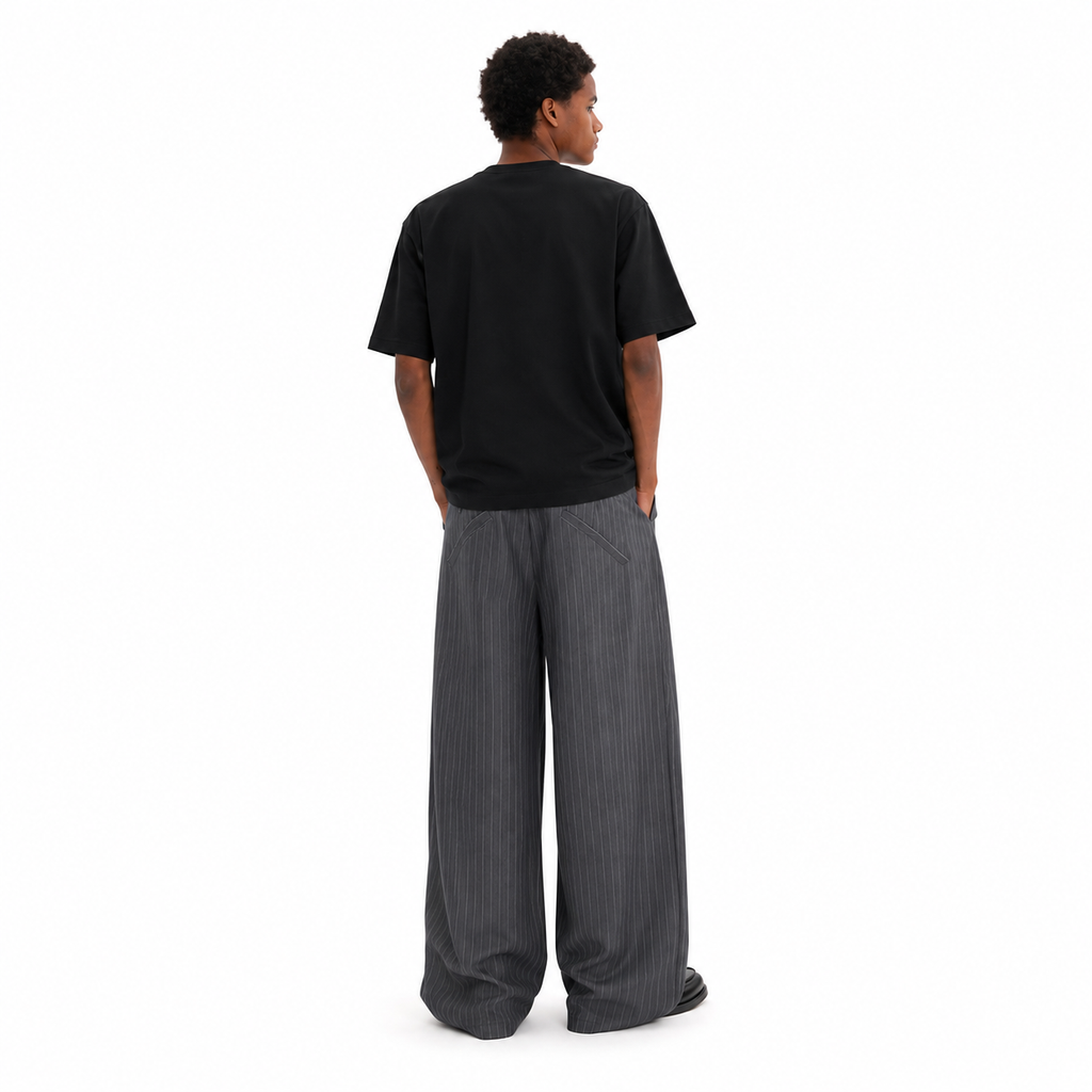 P0231 American casual vintage style pleated patterned casual trousers