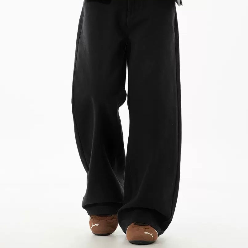 P0167 Twill Slightly Wide Loose Straight Casual Pant