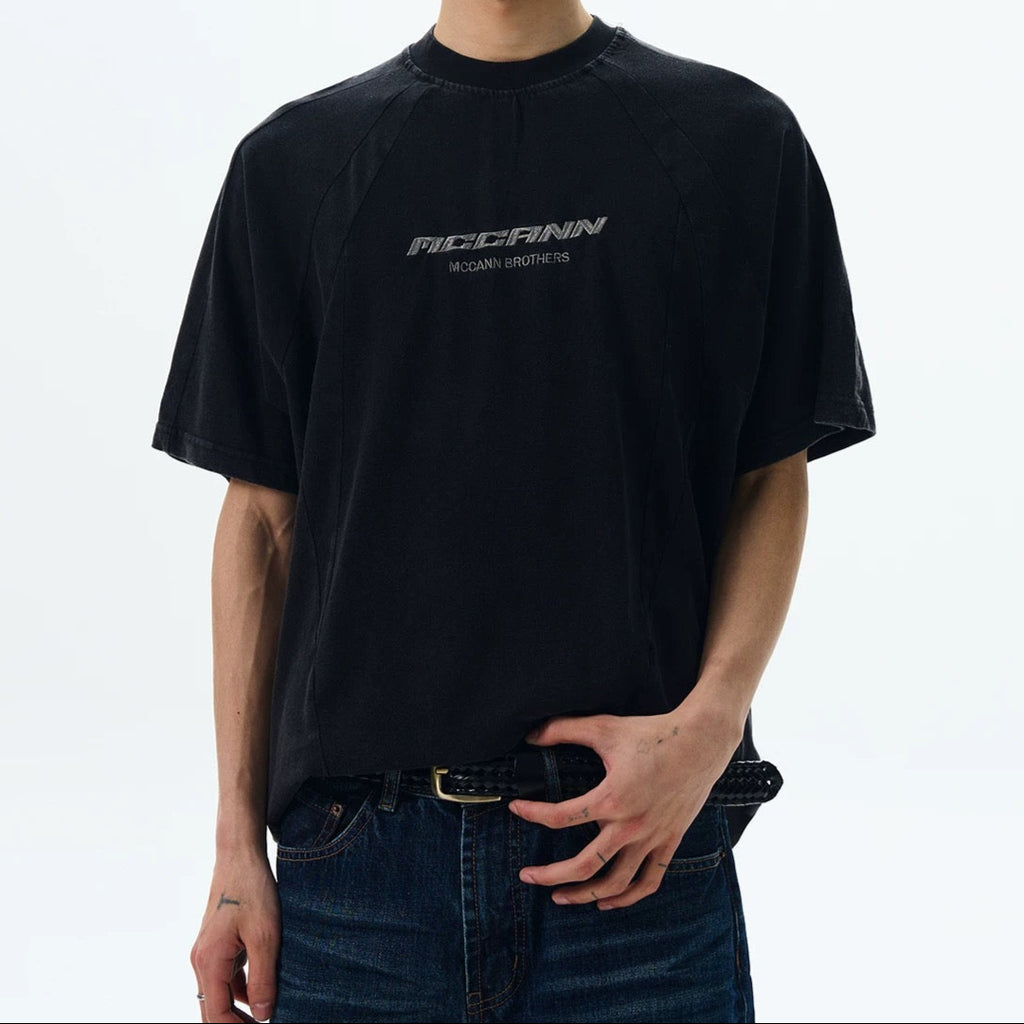 S0337 American retro cleanfit tailored distressed washed short-sleeved T-shirt